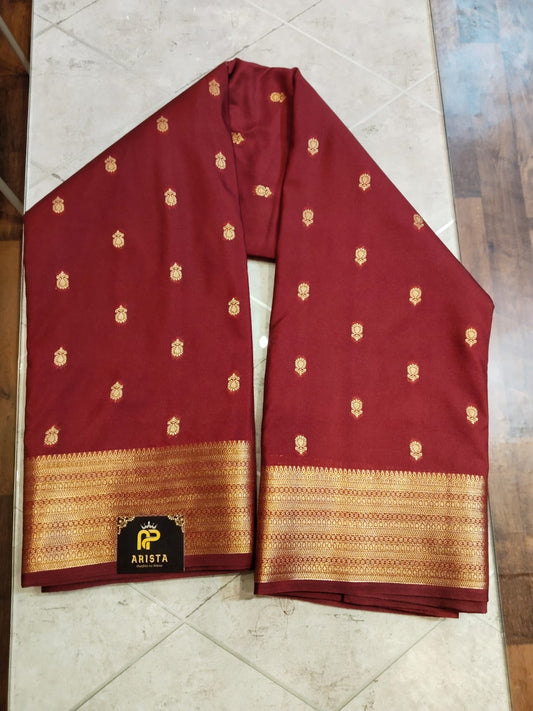 CREPE SILK Maroon with Small Butta Saree