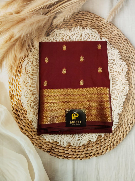 CREPE SILK Maroon with Small Butta Saree