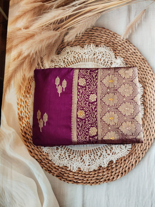 Pure Banarasi Soft Silk (Wine)
