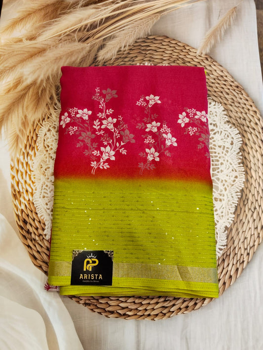 Chiffon Flower Printed Sarees