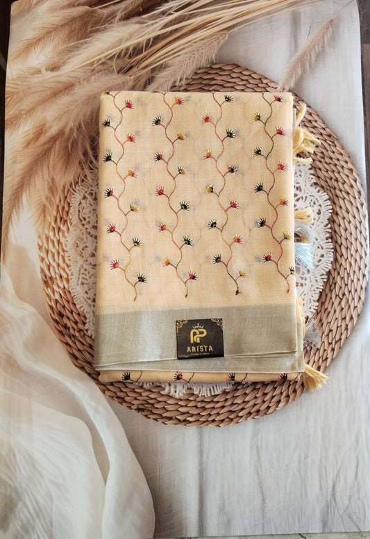 Linen Embroidery Sarees