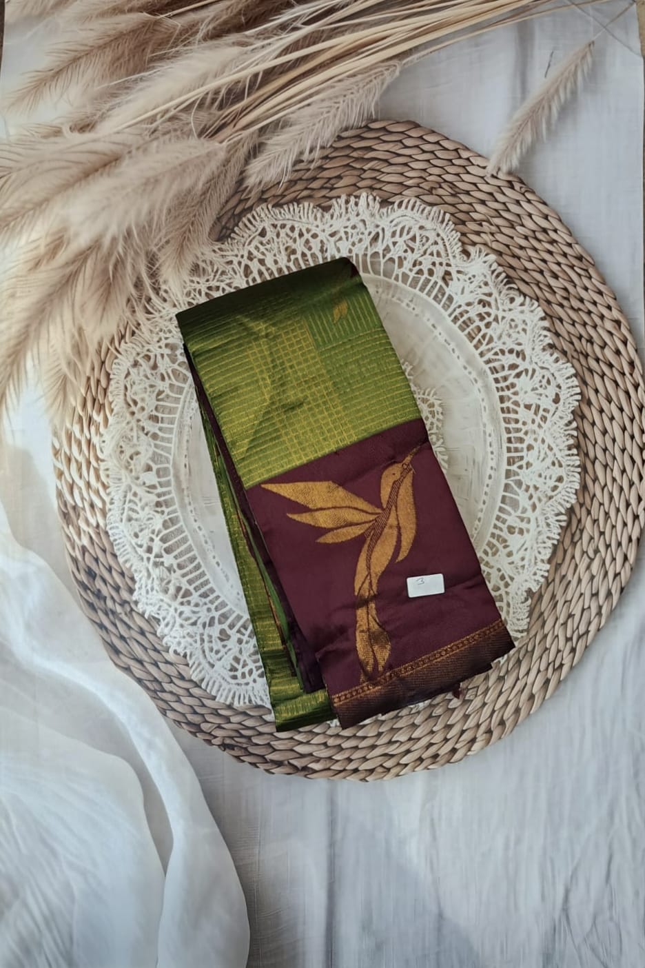 Semi kanchi silk saree (checks patern)