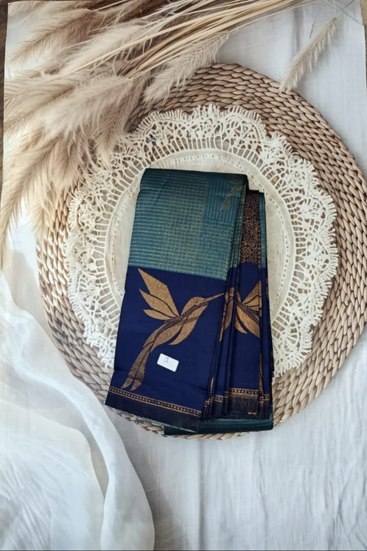 Semi kanchi silk saree (checks patern)