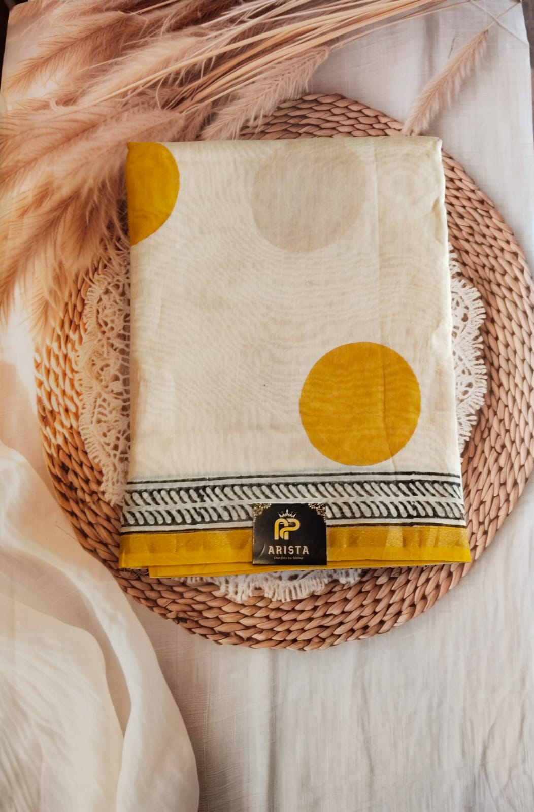 Off White Pure Chanderi Silk Saree 1