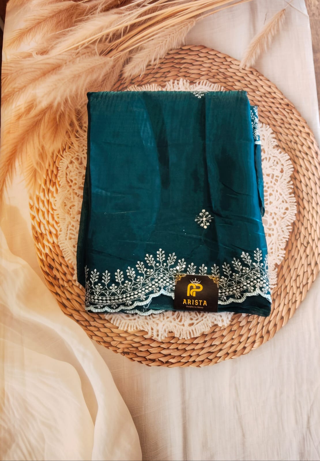 Dark Green Fancy Shimmer Chiffon Saree