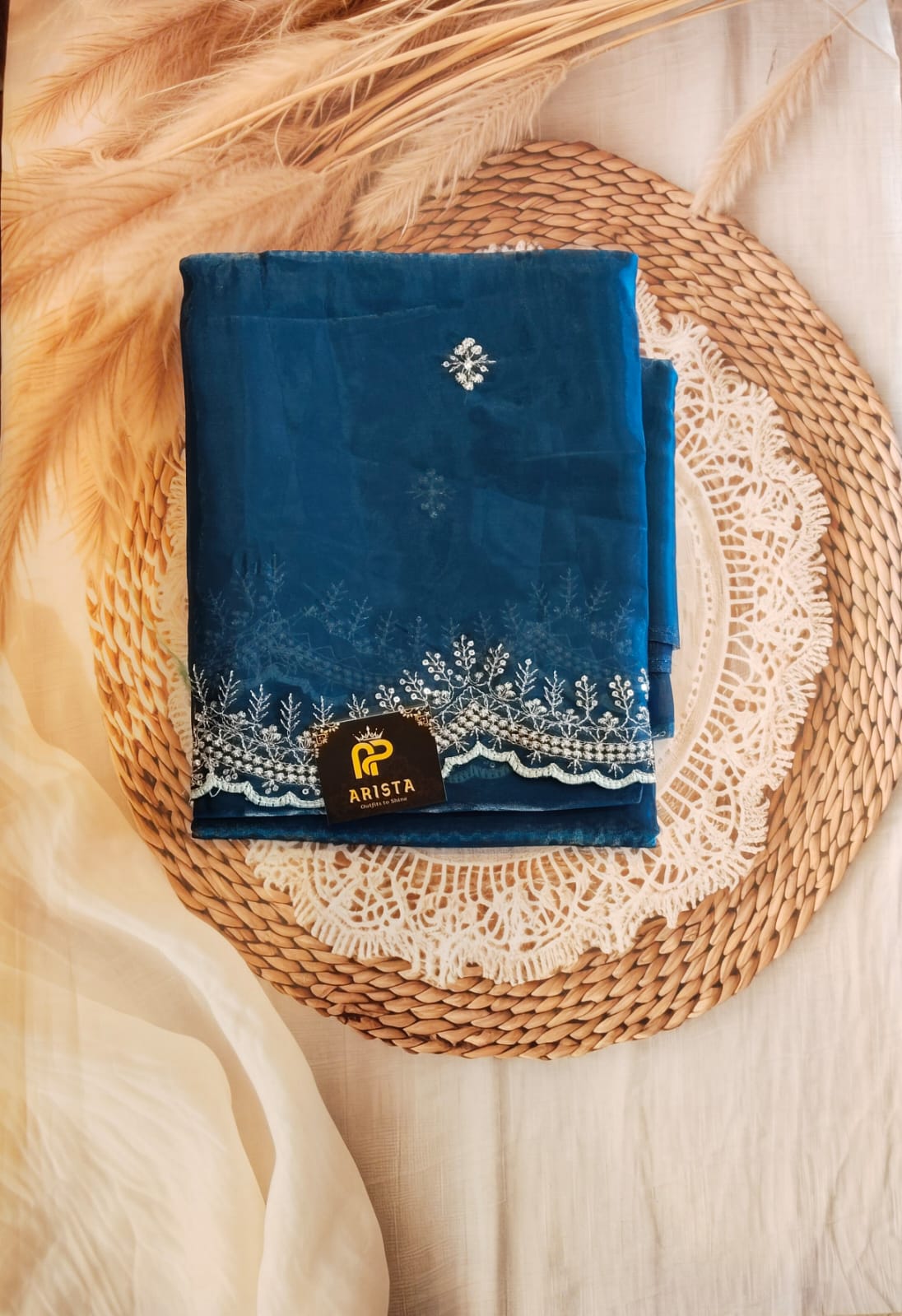 Blue Fancy Shimmer Chiffon Saree