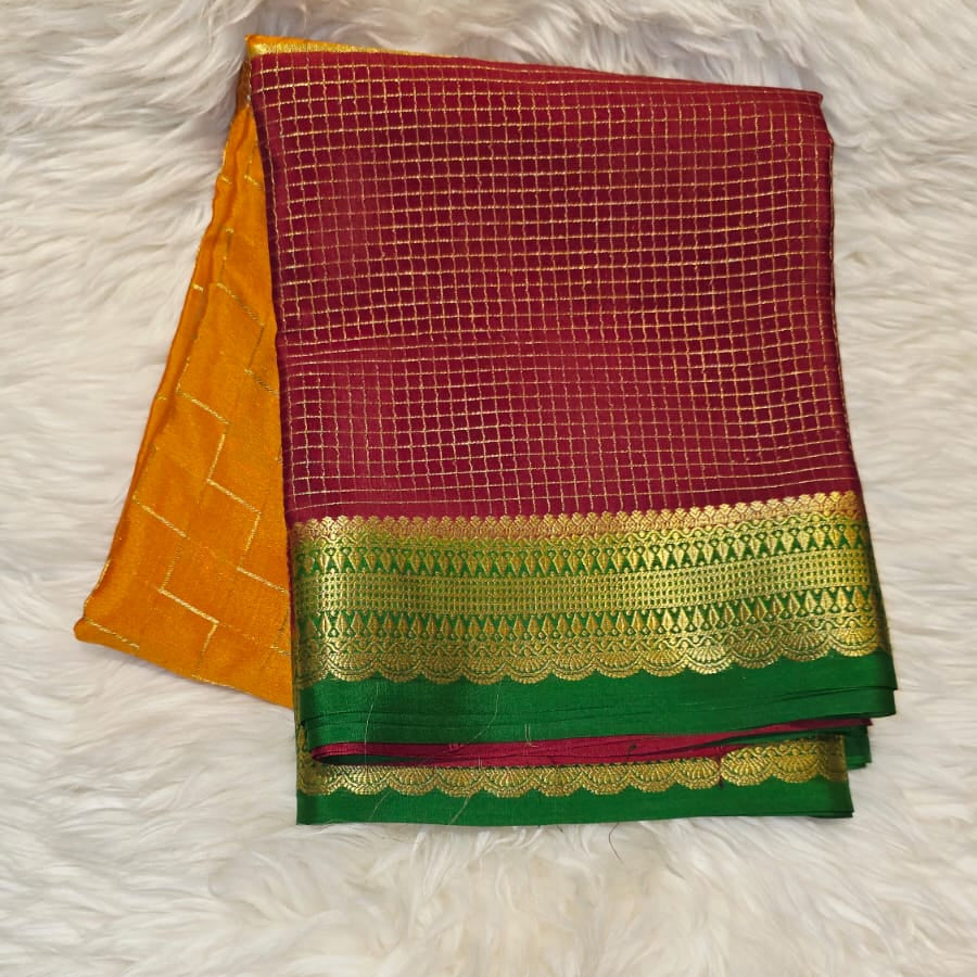 Pure Crepe Mysore Silk Saree Silver butta