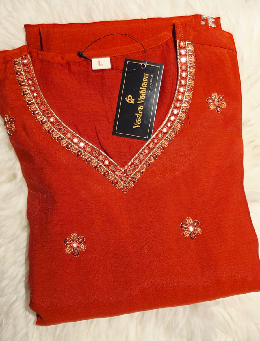 MUL CHANDANI ORANGE COLOUR 3PCS SETS