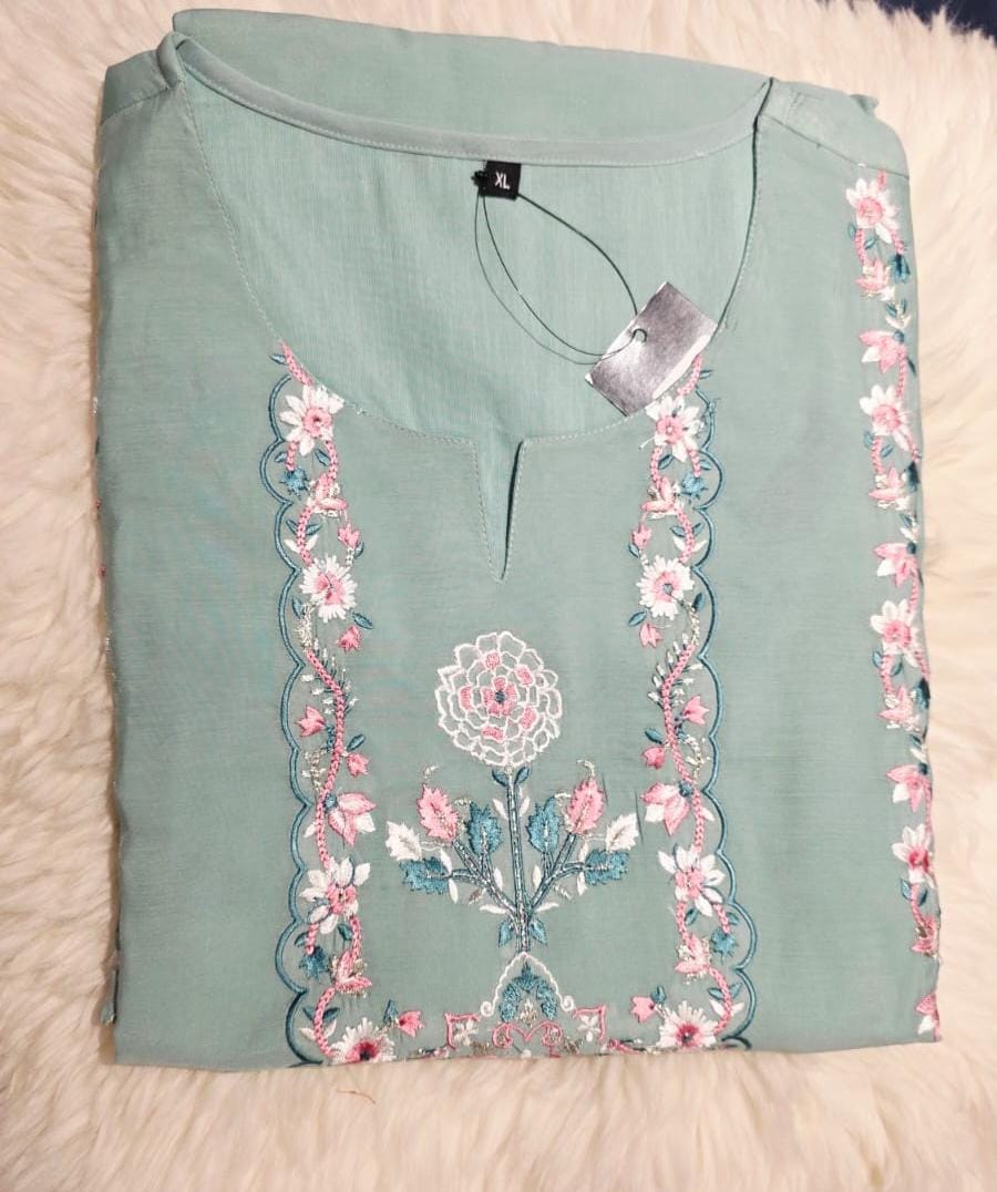 MUL CHANDERI EMBROIDERY  3PCS SETS