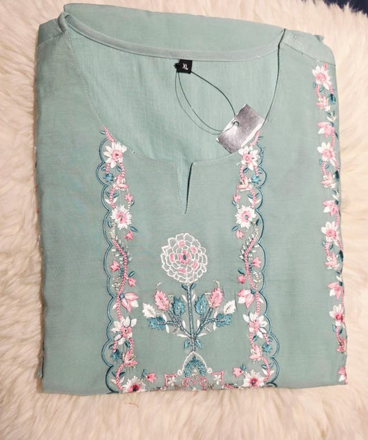 MUL CHANDERI EMBROIDERY  3PCS SETS