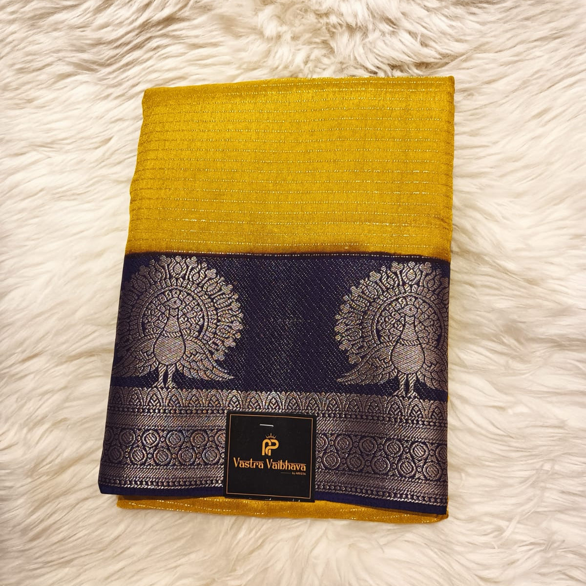 CANBERRY SILK -MASTURD YELLOW & MIDNIGHT BLUE