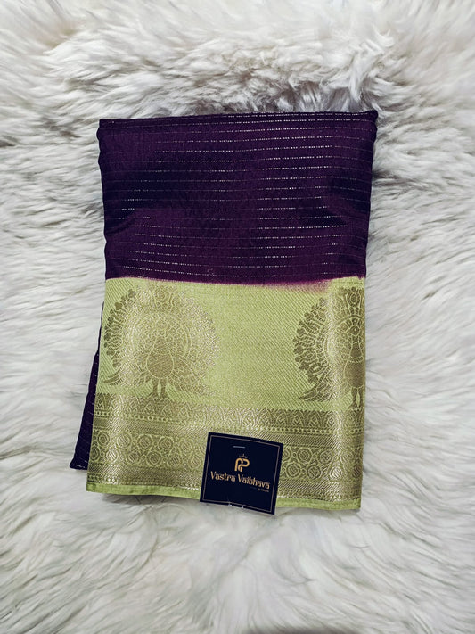 CANBERY SILK -PURPLE& LIGHT GREEN