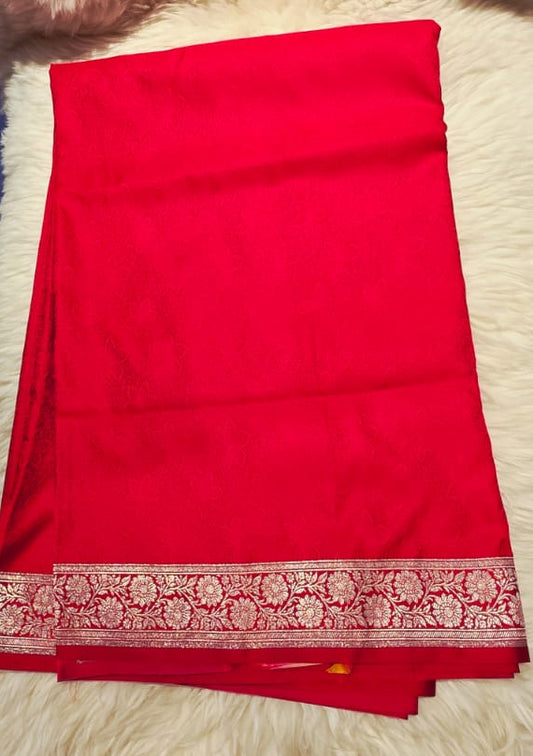 Classic Red Mashroo Silk Saree