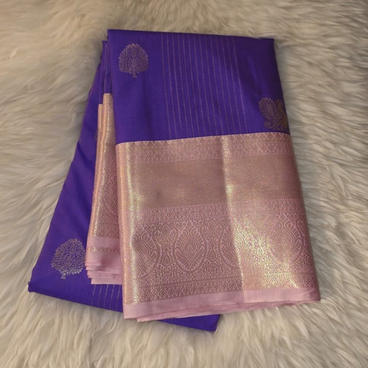 Semi Kanchipuram Silk Saree - Premium -  Violet colour