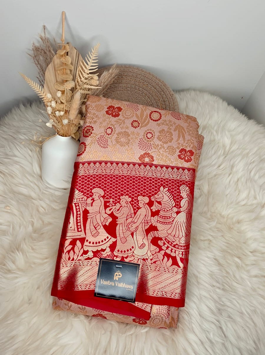 Semi Kanchi Tissue Silk Saree- peach