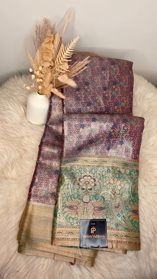 Semi Kanchi Tissue Silk Saree-Purple