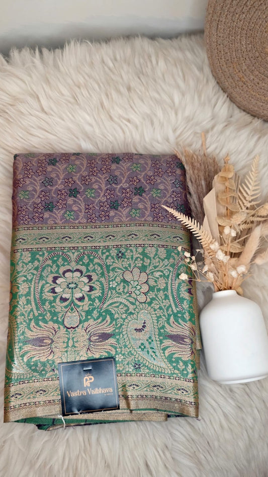 Semi Kanchi Tissue Silk Saree-Purple