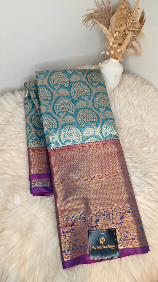 Semi Kanchi Tissue Silk Sarre -  Blue