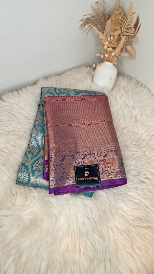 Semi Kanchi Tissue Silk Sarre -  Blue