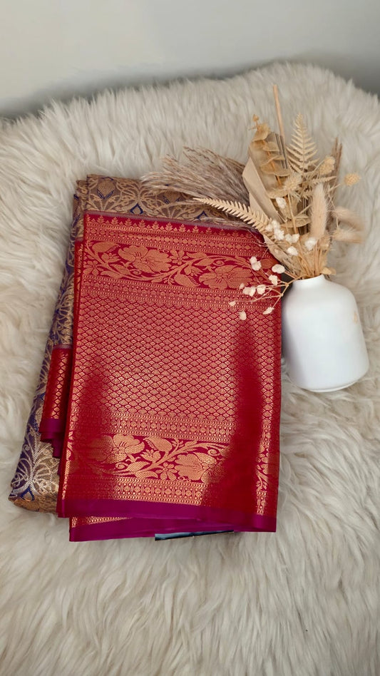 Semi Kanchi Tissue Silk Saree - Rich Purple