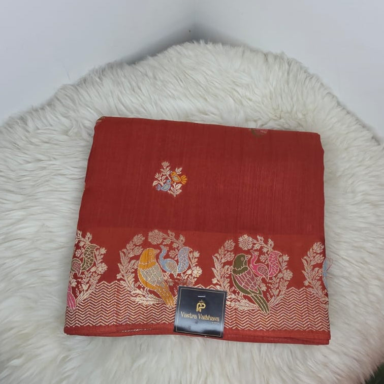 Viscose Desingner Saree-Rust Orange