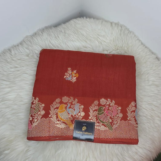 Viscose Desingner Saree-Rust Orange