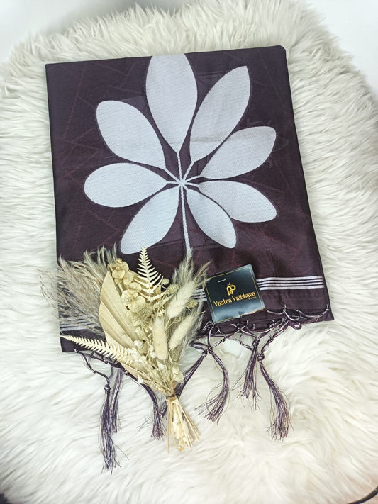 Semi Chanderi Saree- Rich Wine Brown