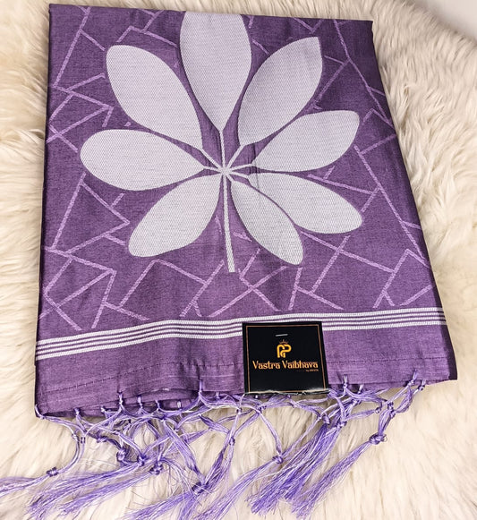 Semi Chanderi Saree-Royal Purple