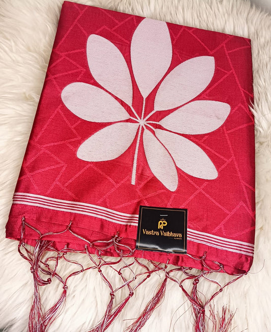 Semi Chanderi Saree- Crimson Red