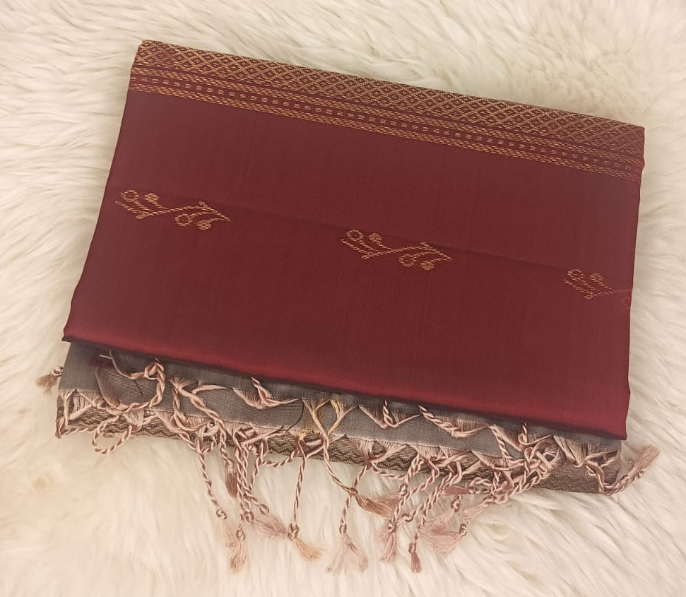 Pure Soft Silk Saree- Rich Maroon