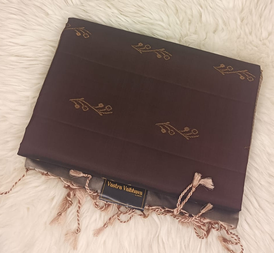 Pure Soft Silk Saree- Chocolate Brown