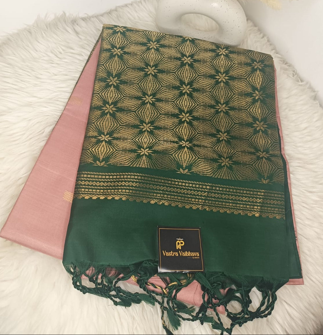 Pure Soft Silk Saree- Emerald Green