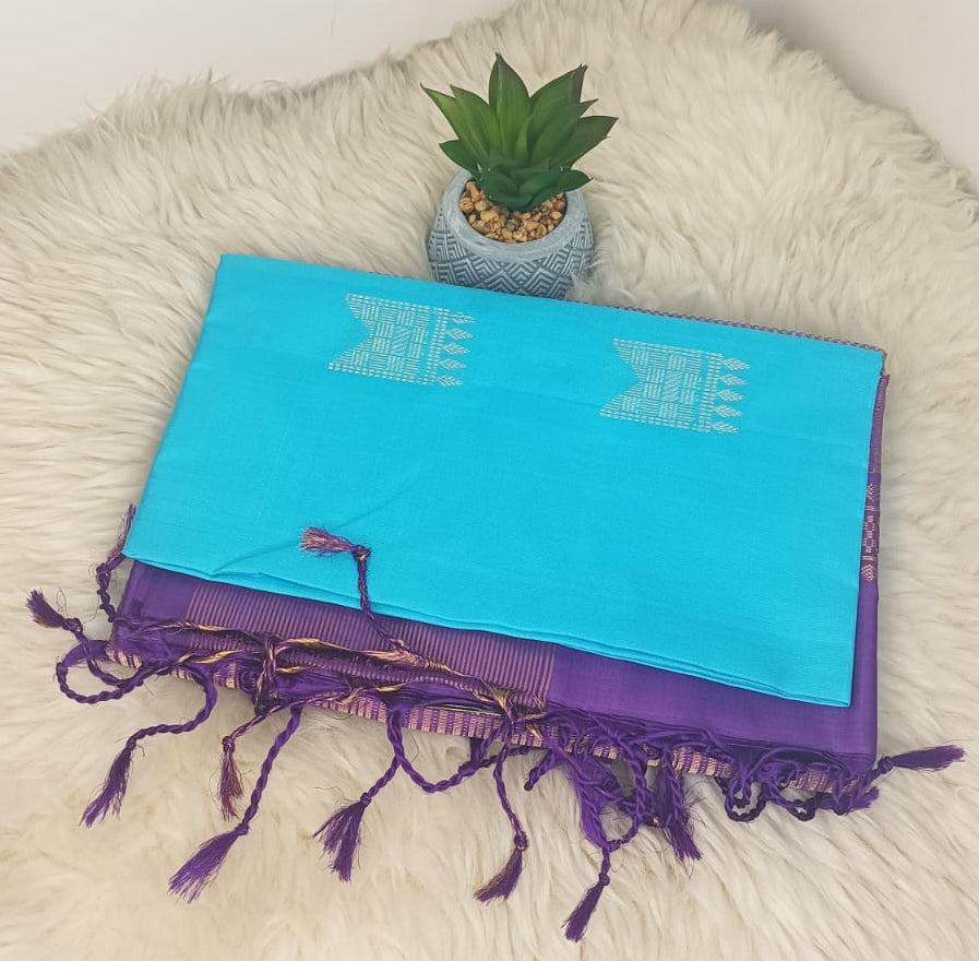 Pure Soft Silk Saree- Sky Blue