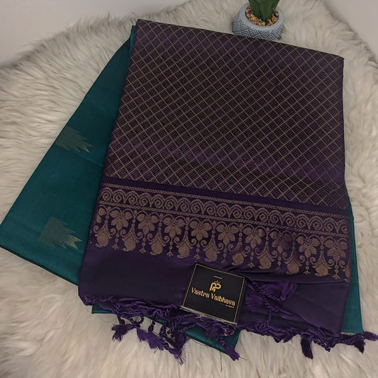Pure Soft Silk Saree- Teal Green