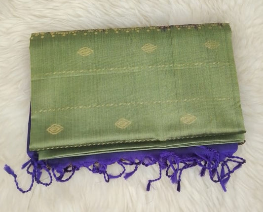 Pure Soft Silk Saree -Olive Green