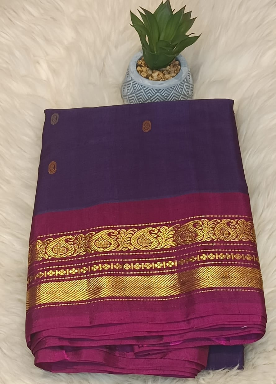 Pure Gadwal Butta Saree- Royal Purple