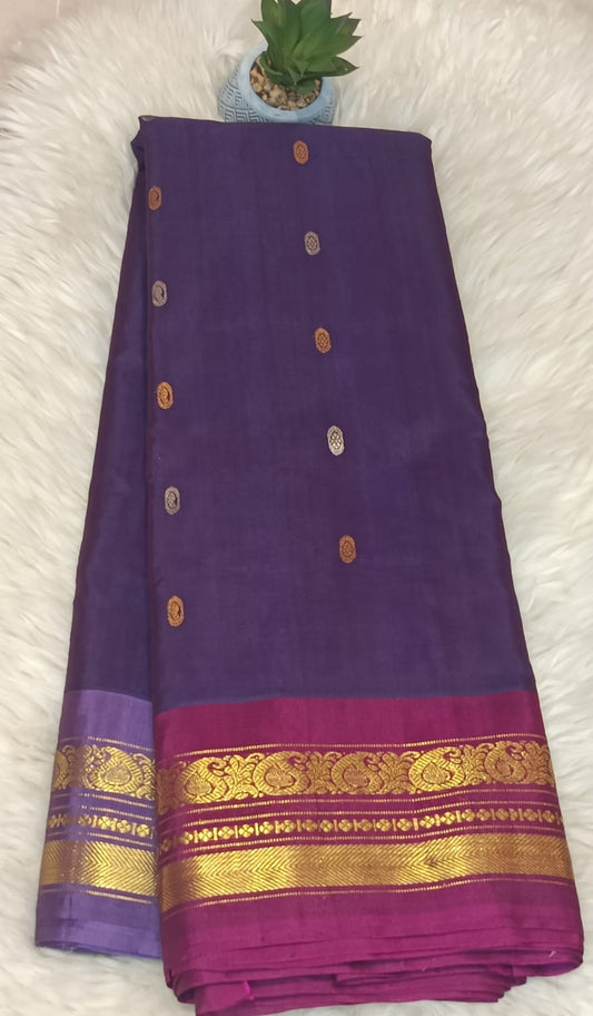 Pure Gadwal Butta Saree- Royal Purple