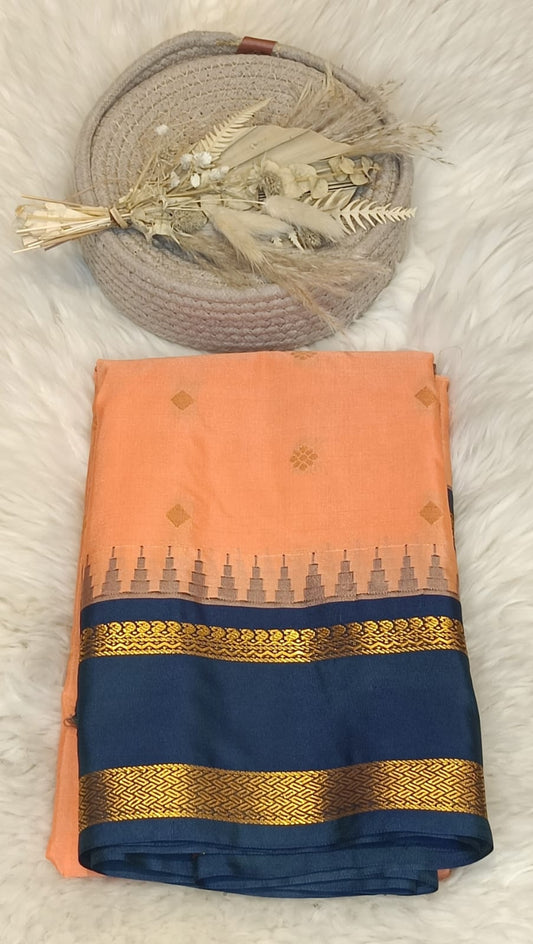 Pure Gadwal Seco Silk Saree - Peach