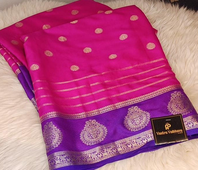Semi-Premium Crepe Saree - Rich Pink