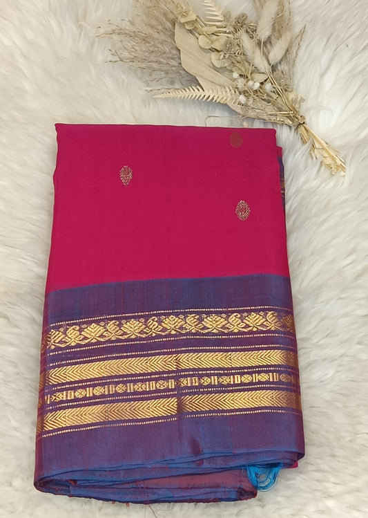 Pure Gadwal Butta Silk Saree- Royal Pink