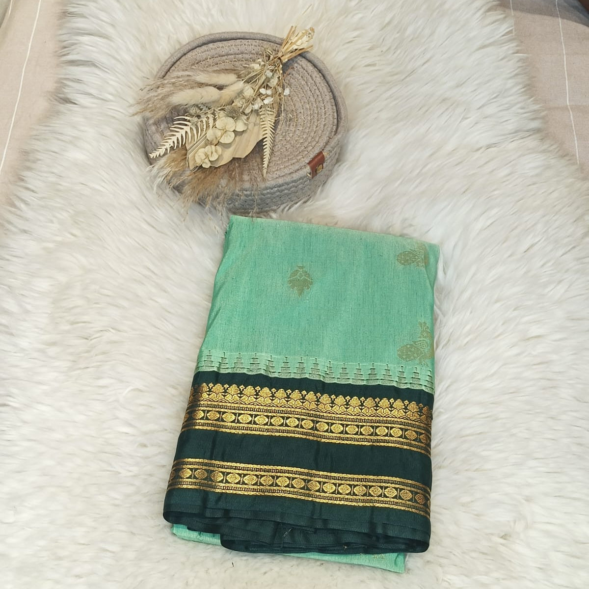 Pure Gadwal Seco silk- Light Green