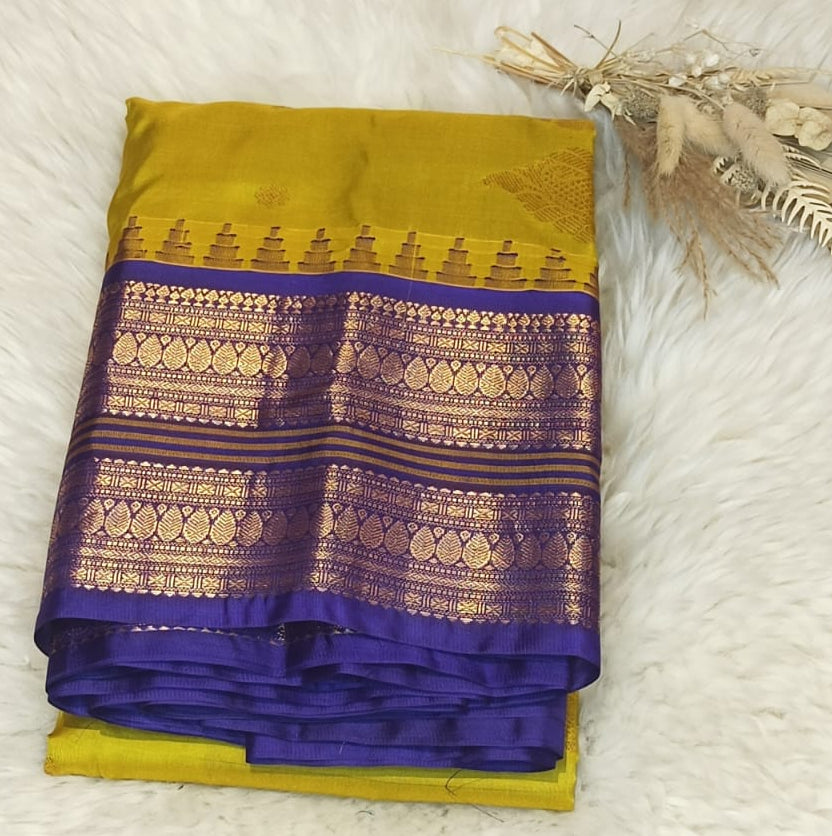 Pure Gadwal Silk -Mustard Yellow