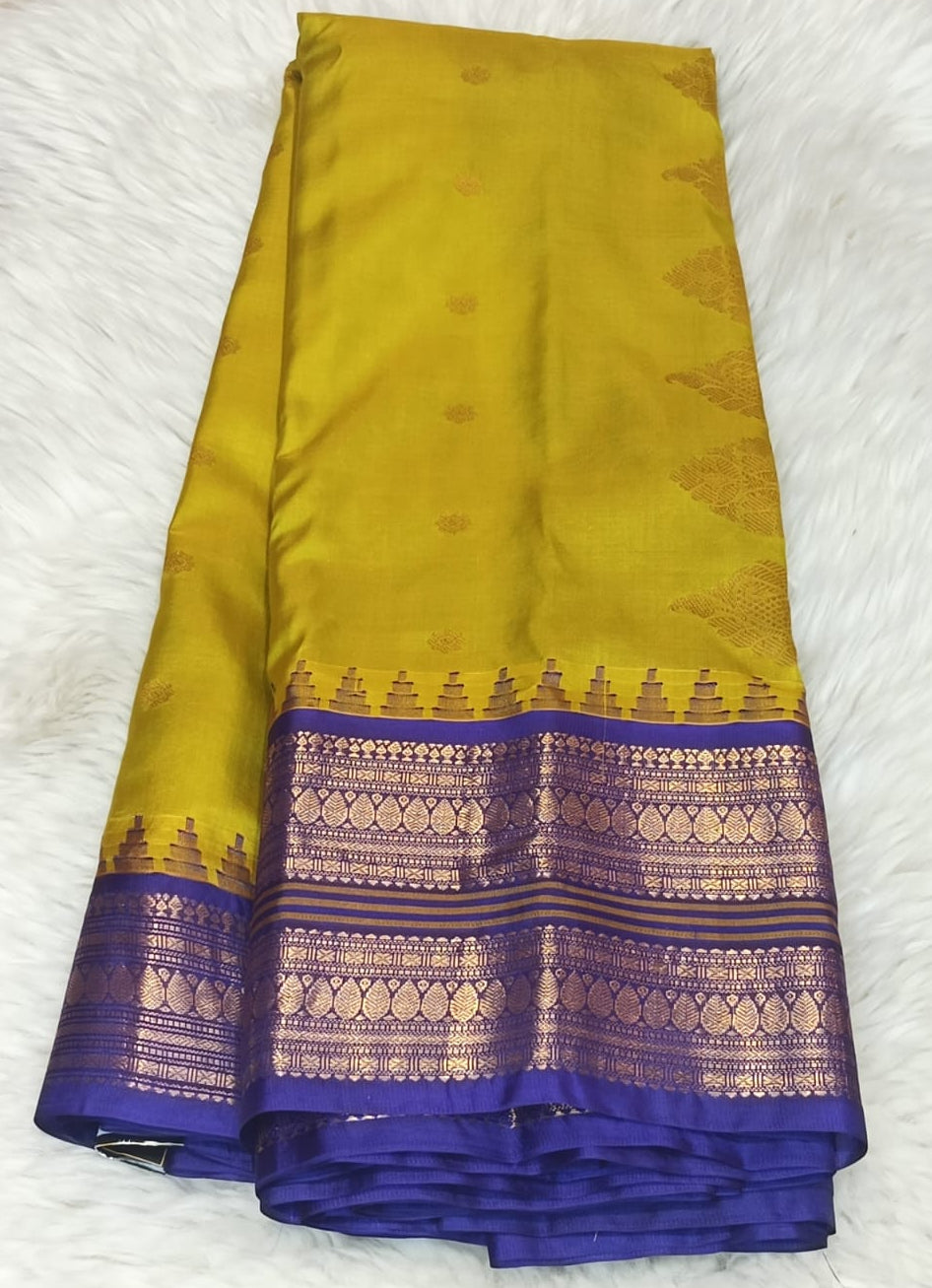 Pure Gadwal Silk -Mustard Yellow