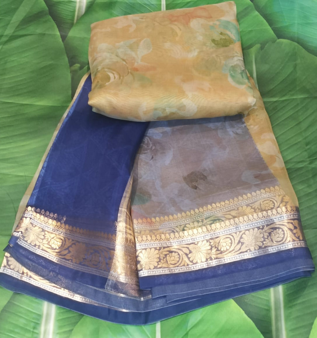 Pure Banarasi Organza Saree - Champagne Gold