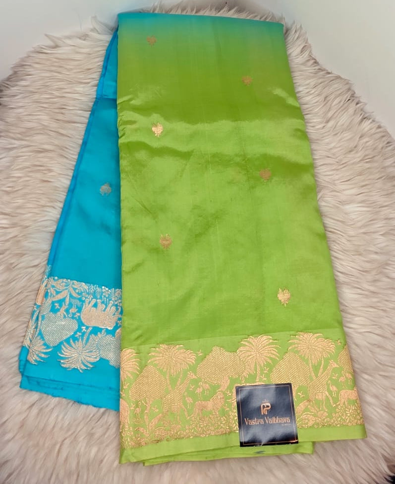 Pure Raw Mango Silk Saree - Green