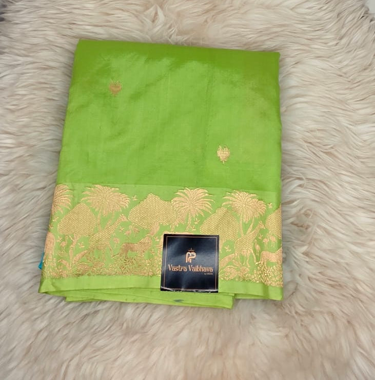 Pure Raw Mango Silk Saree - Green