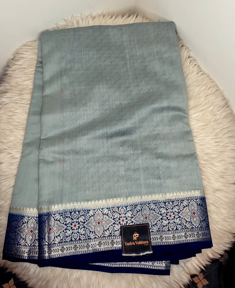 Pure Chinniya Silk Saree - TEAL BLUE