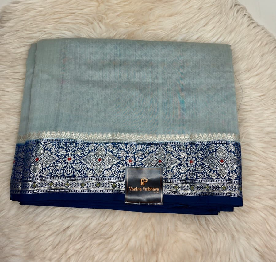 Pure Chinniya Silk Saree - TEAL BLUE