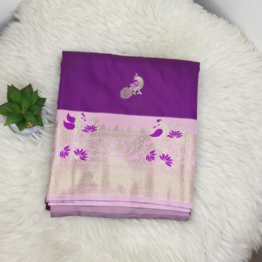 Semi Crepe Premium Quality Vintage Style Saree - ROYAL PURLE