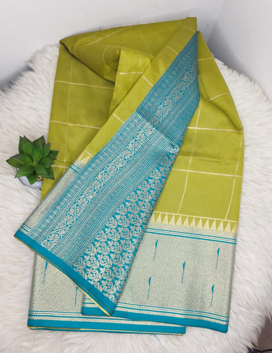 Semi Crepe Premium Quality Vintage Style Saree - OLIVE GREEN